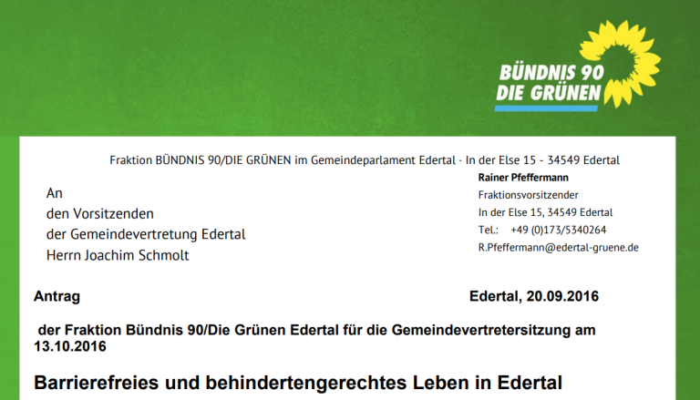 Antrag: Barrierefreies und behindertengerechtes Leben