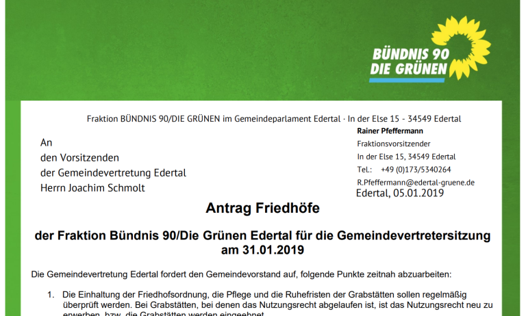 Antrag: Friedhöfe