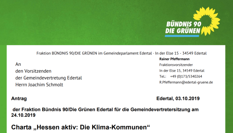 Antrag: Charta „Hessen aktiv: Die Klima-Kommunen“