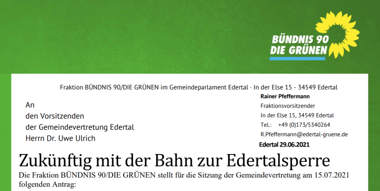 Antrag: Zukünftig mit der Bahn zur Edertalsperre