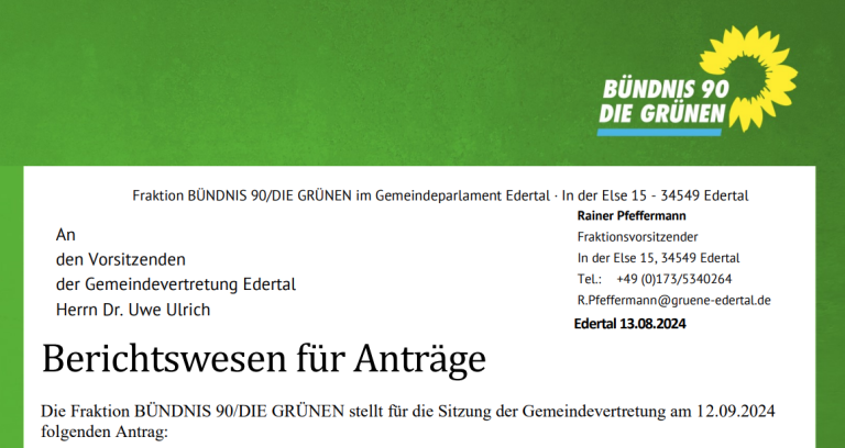 Antrag: Berichtswesen für Anträge